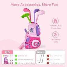 - Juego de para nios pequeos, palos de de plstico de 3 a 5 aos, con 4 palos de y 10 pelotas, juguetes de para interiores y exteriores con carrito para nios y nias de 1 2 - Juego de golf de juguete rosa - Ver 5