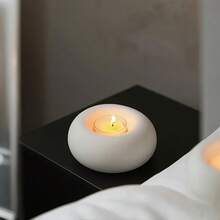 2 piezas Portavelas de cerámica blanca - Decoración del hogar minimalista y creativa, adecuado para mesa de comedor y escritorio, opción decorativa perfecta (velas no incluidas) - Multicolor - Ver 6