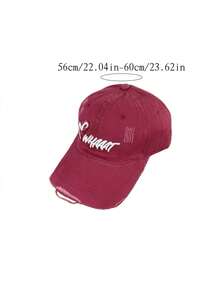 男女通用柔软顶部刺绣新款春季大头围棒球帽，宽檐修饰脸型棒球帽 - A - 查看 5