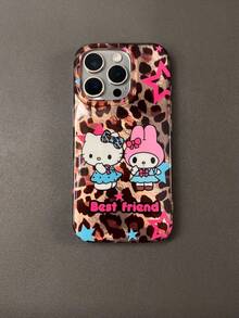 SANRIO 1个全新锡箔纸IMD个性化豹纹Melody Hello Kitty蝴蝶结星星手机壳，兼容 17 Pro Max/15/16 Pro Max/14 Niche 13/12卡通/11高端时尚防震 - 彩色 - 查看 2