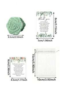 30pcs/15pcs Green Rose Compact Mirror Wedding Favors, Includes 10pcs/5pcs Mirrors, 10pcs/5pcs Thank You Cards And 10pcs/5pcs Organza Bags, Elegant Wedding Souvenirs, Suitable For Guest Favors, Princess Theme Party Gifts, Bridal Shower Gifts, Proposal Parties, Tea Parties, Mother''s Day Parties - Multicolor - View 3
