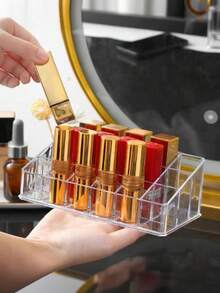 9/18/36 Slots Acrylic Makeup Organizer, Suitable For Lipsticks, Perfumes And Nail Polishes - Clear Cosmetic Display Holder, Great For Salon, Spa, Home Vanity, Decorative Storage, Grid Design Shelves, Ideal For Holiday, Beach, Bathroom, Bedroom, Large Capacity - Multicolor - View 8