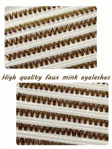 200pcs D-Type Dense Brown Single False Eyelashes, 40D Curl, Fluffy And Natural, Soft And Light, DIY Eyelash Grafting, Suitable For Daily Use, Party Makeup, Valentine's Day Makeup DIY, Brown False Eyelashes, Eyelash Clusters, Single False Eyelashes, False Eyelashes - Brown - View 8