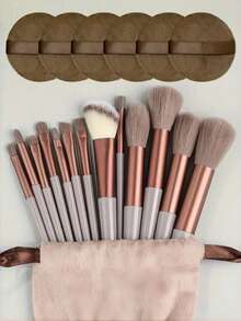 13pcs All-Season Makeup Brush Set, Including Blush Brush, Eyeshadow Brush, Etc. Complete Beauty Tools, Professional Makeup Brush Set, Suitable For Beginners - Brown - View 8