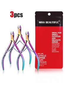 3pcs Stainless Steel Nail Care Set, Includes Nail Clipper, Nail Cutter, Nail Care Tools, Cuticle Remover, Nail File, Manicure & Pedicure Kit (Colored Titanium) - Multicolor - View 9
