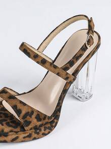Nightclub Style Buckle Leopard Print High Heel Sandals - Leopard - View 7
