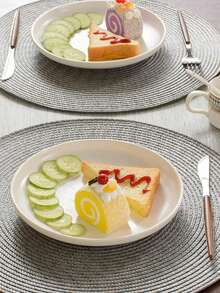 2片/4片装15英寸圆形编织PP餐垫，纯色手工编织隔热桌垫，多种颜色可选，可水洗防滑耐热桌垫杯垫，适用于家庭餐桌装饰、节日派对、餐厅、厨房、农舍风格、圣诞节和新年派对 - 彩色 - 查看 16