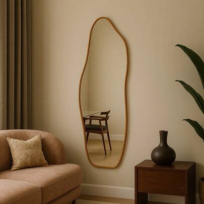 Espelhos Moldura Em Couro Decorativos 90x40 E06 Corpo Inteiro Grande Sala Quarto Hall Adnet Couro Salão Design Moderno Elegante Premium