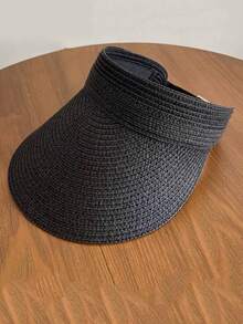 1pc Women's Straw Sun Hat, Large Brim Breathable Woven Hat For Summer Vacation Outdoor Use, UV Protection And Sun Shading Function - Multicolor - View 5