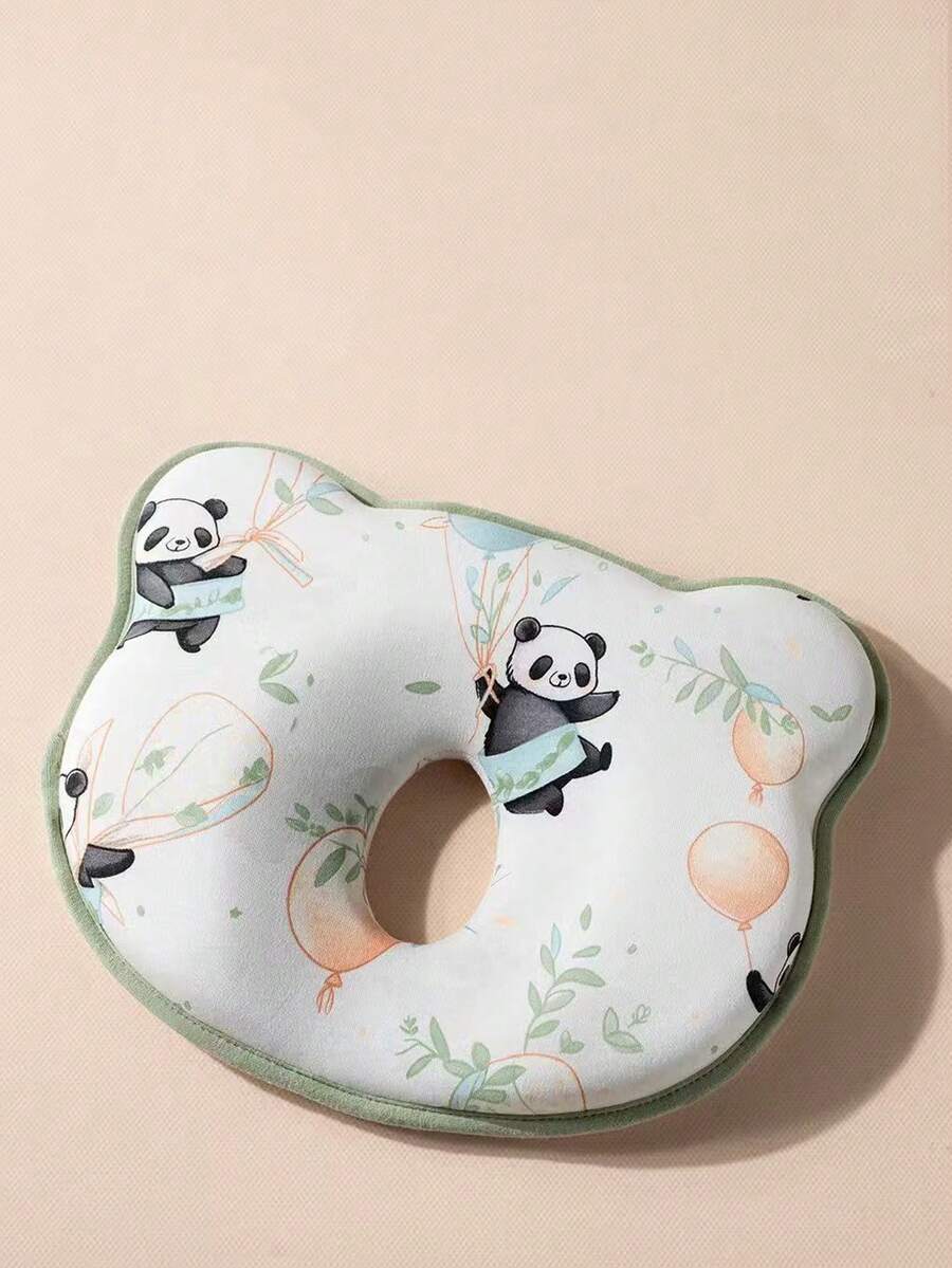 1pc Teddy Bear Head U-Shaped Baby Anti-Flat Head Shaping Pillow, Breathable Soft Neck Support Pillow, All Season, Washable, 20*25cm - Panda - View 1