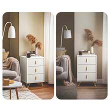 SoBuy Bedside Table, Nightstand With 3 Drawers And Storage Compartment, Modern Side Table For Bedroom And Living Room