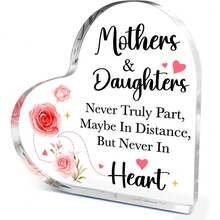1pc "Dear Mom I Love You" Heart Acrylic Plaque, Meaningful Letter Gift From Daughter & Son, Sentimental Mother's Day Keepsake - Multicolor - View 50