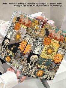 11-Inch Tablet Protective Case With Sun Tarot Card Patchwork Pattern, Suitable For Air M3 2025/M2 2024, Air 5th Gen 2022, 11th Gen 11-Inch 2025, Galaxy Tab, Kindle Paperwhite 12th Gen 2024, Transparent Back, Fashionable Pattern, Auto Sleep/Wake, Airbag Protection, Suitable For Gifts And Office Use - Multicolor - View 2
