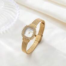 New Fashionable Gold Bangle Watch For Women, Vintage Luxury Minimalist Elegant Lightweight Versatile Quartz Watch, Great Gift For Ladies - Gold - View 18