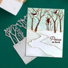 Troqueles de corte con diseño de árboles creativos, plantillas de estarcido para hacer álbumes de recortes DIY, tarjetas de felicitación, manualidades de corte de papel y plantillas de tarjetas de regalo - Plateado - Ver 5