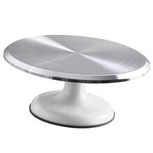 10 Inch Revolving Cake Decorating Stand Professional Aluminum Alloy Cake Turntable for Home Cake Decorating Supplies White - Blanco - Ver 2