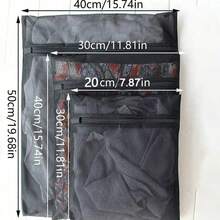 1PC Black Mesh Laundry Bag Thickened Washing Machine Protector For Bras Delicate Clothes Sweaters Socks Underwear Lingerie Gift For Christmas Holiday Black Lingerie,Dorm Room Essentials College,Laundry Room Organization,Laundry Organization And Storage,Wash Bag - 黑色 - 查看 10