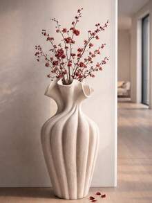 1 pieza Jarrón decorativo ondulado de estilo bohemio hecho a mano con abertura con forma de pétalo, decoración de escritorio minimalista para el hogar, regalo de estilo rústico para la sala de estar y el dormitorio - Multicolor - Ver 6