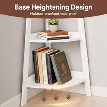 Extra Large 5-Tier Corner Bookshelf - Heavy-Duty Space-Saving Bookcase, Lightweight PP Structure, Modern White Shelf For Home Office, Living Room & Kitchen Balcony - Easy Assembly Floor-Standing Storage Organizer With Bohemian Style Design, Corner Shelves, Corner Book Shelf, Book Shelf For Living Room, Book Organizers And Storage, Bookshelf Organizer, Book Shelf Organizer, Corner Shelf Stand, Corner Furniture, Corner Shelf For Room, Corner Shelf For Living Room - 5 Layers Of White - View 9