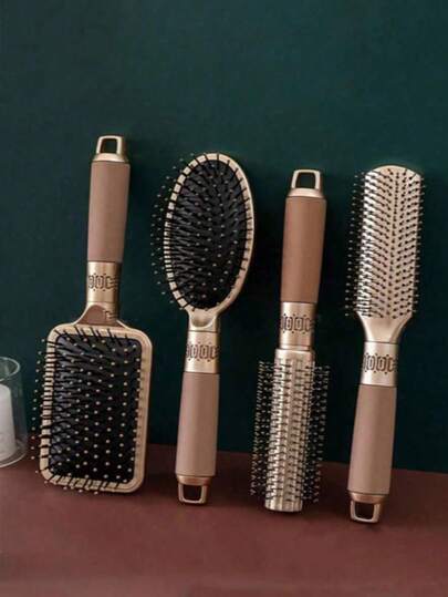 Set de 4/1 peinetas: Peineta desenredante, peineta de barbero, peineta de masaje, peineta rizadora, peineta alisadora, peineta de masaje con cojín de aire, masajeador del cuero cabelludo, peineta para teñir. Se desliza fácilmente a través de los enredos, adecuado para cabello grueso, fino, largo, corto, seco, húmedo, antiestático, práctico