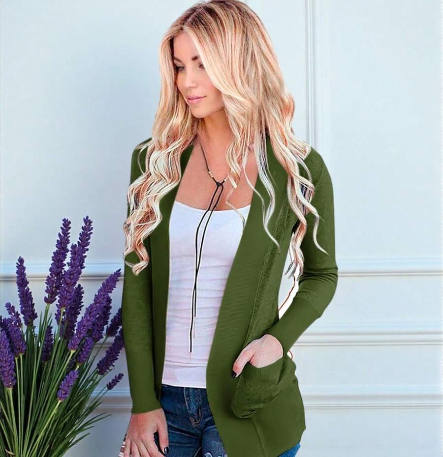 Women Cardigans - 軍綠色 - 查看 1