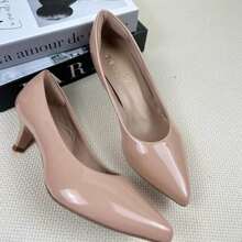 Women's Dress Shoe, Pointed Toe, Patent Leather, Low Heel (5cm), Comfortable, Casual, Evangelical Fashion. - 乾枯玫瑰色 - 查看 3