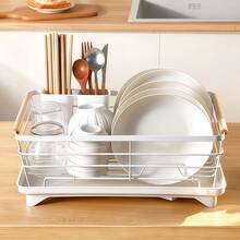 1pc Adjustable & Expandable Single-Tier Draining Rack - Space-Saving Black Sink Organizer With Utensil Hooks, Multifunctional Kitchen Storage Rack For Plates, Bowls And Cutlery, Kitchen Countertop Drainer - Multicolor - View 7