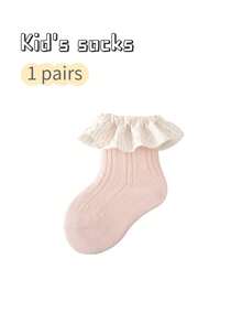 1 Pair Girls' Floral Lace Trim Princess Knee High Socks, Toddler Leg Warmers - Multicolor - View 14