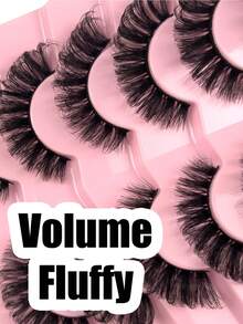 新款7对装D卷3D蓬松猫眼假睫毛，貂毛材质，自然柔软，打造浓密卷翘妆效，轻盈如羽，尽显精致妆容。 - 自然纖長款 - 查看 3