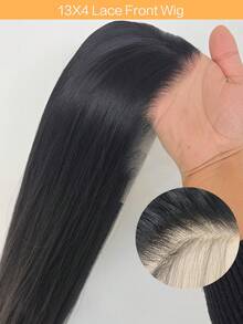 【自然黑】28英寸长直发合成假发，适合女性，耐热纤维，日常及派对佩戴皆宜，派对假发，柔顺直发假发，假发配件 - 彩色 - 查看 14