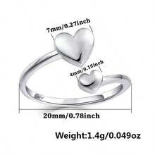 Anillo abierto con forma de corazón de plata de ley 925, delicado y único, adecuado para uso diario, fiestas, San Valentín, regalo de cumpleaños para seres queridos, viene en caja de regalo - Plateado - Ver 4
