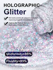 TWOING 全息指甲油，银色闪粉指甲油，速干，8毫升高光泽亮丽指甲油颜料，油性激光炫彩指甲油，铬光晕美甲沙龙美甲家用 - 漸層 - 查看 4