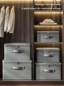 [Delivery Within 2-7 Days In The United States] Household Storage Boxes With Lids. Thickened, Foldable, Flip-Top Storage Boxes Suitable For Bed Sheets, Underwear, And Desktop Organization. Ideal For Christmas, Thanksgiving, And New Year's Storage. Also Suitable For Under-Bed Storage, Wardrobe Organization, And Living Room Clutter Organization. Large-Capacity Clothing Storage Box For Home Use, Layered Organization Of Clothes And Bedding. Extra-Large Foldable Storage Boxes, Perfect For Storing Clothes, Keeping The Living Room Tidy, And Under-Bed Storage. Multifunctional Design Suitable For Offices, Homes, Bedrooms, And Other Scenarios. Space-Saving Wardrobe, Bedroom, And Kitchen Organization, Suitable For Storing Books, Clothes, And Bedding. A Top Choice For Bedding Storage. - 彩色 - 查看 4