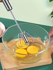 家用不锈钢半自动打蛋器按压旋转式蛋奶搅拌器 - 銀色 - 查看 5