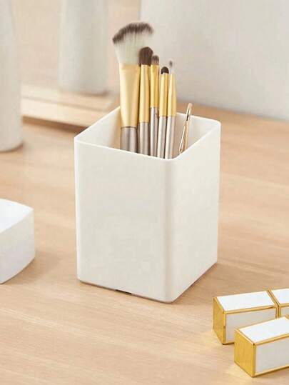 1个/2个装纯色笔筒，学生书桌办公文具收纳，日式塑料化妆刷收纳笔筒，返校用品