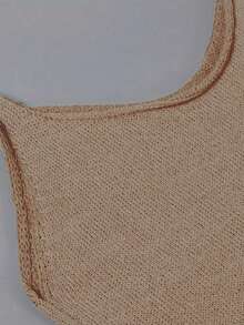 Women's Solid Color Casual Versatile Date Vacation Travel Knit Camisole Dress Summer - Khaki - View 4