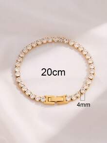 1条奢华嘻哈风4毫米不锈钢立方氧化锆水晶网球手链，男女皆宜，链条饰品 - 4mm手鍊 - 查看 12