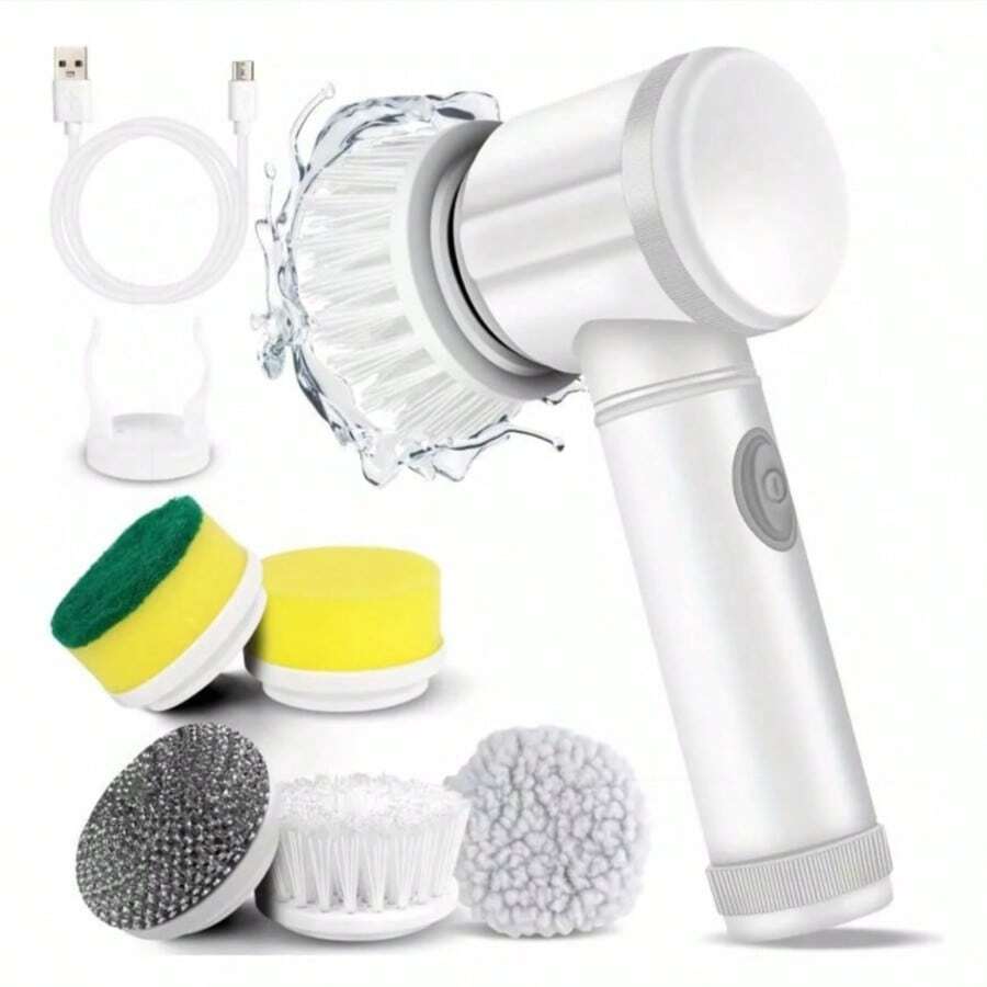 5-In-1 Cordless Cleaning Brush, Practical Multi-Purpose Cleaner, Rechargeable, Includes Cable - Blanco - Ver 1