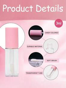 24支唇彩管容器，3毫升透明迷你可填充唇膏瓶，适用于DIY化妆唇彩制作套装，空唇彩管 - 粉色 - 查看 3