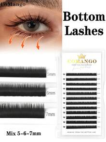 CoMango 12Rows J/B/C 0.07mm Bottom Volume Individual Eyelash Extension Lashes Matte Black Natural Soft Mix5-7mm Lower Lash Bottom Silk Makeup Lash Cilos - Multicolor - View 2