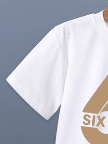 Boys Letter & Number Print Short Sleeve T-Shirt And Shorts Set - White - View 6
