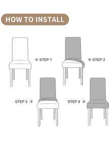 1/2/4/6件装简约纯色可拆卸可水洗高弹加厚提花椅套，适用于各种场合 - 彩色 - 查看 4