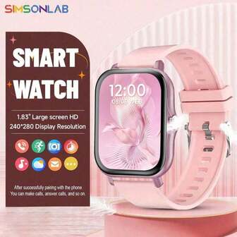 SIMSONLAB 1pc Silicone Smartwatch Band, Steel Smart Watch Strap, Wireless Calling, Unisex Fashion Sports Smart Watch, Compatible With Android And IOS