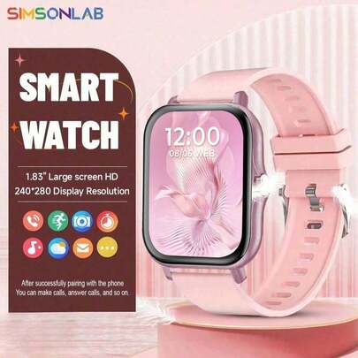 SIMSONLAB 1pc Silicone Smartwatch Band, Steel Smart Watch Strap, Wireless Calling, Unisex Fashion Sports Smart Watch, Compatible With Android And IOS