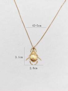 1件装18K镀金不锈钢甲虫昆虫系列吊坠项链，创新个性女士珠宝 - 金黃色 - 查看 4