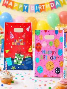 Túi quà sinh nhật nhiều màu sắc, túi đựng kẹo sinh nhật dễ thương, túi đựng kẹo trang trí sinh nhật cho trẻ em với họa tiết bóng bay và bánh kem dành cho bé trai và bé gái. - Nhiều màu - Xem 4