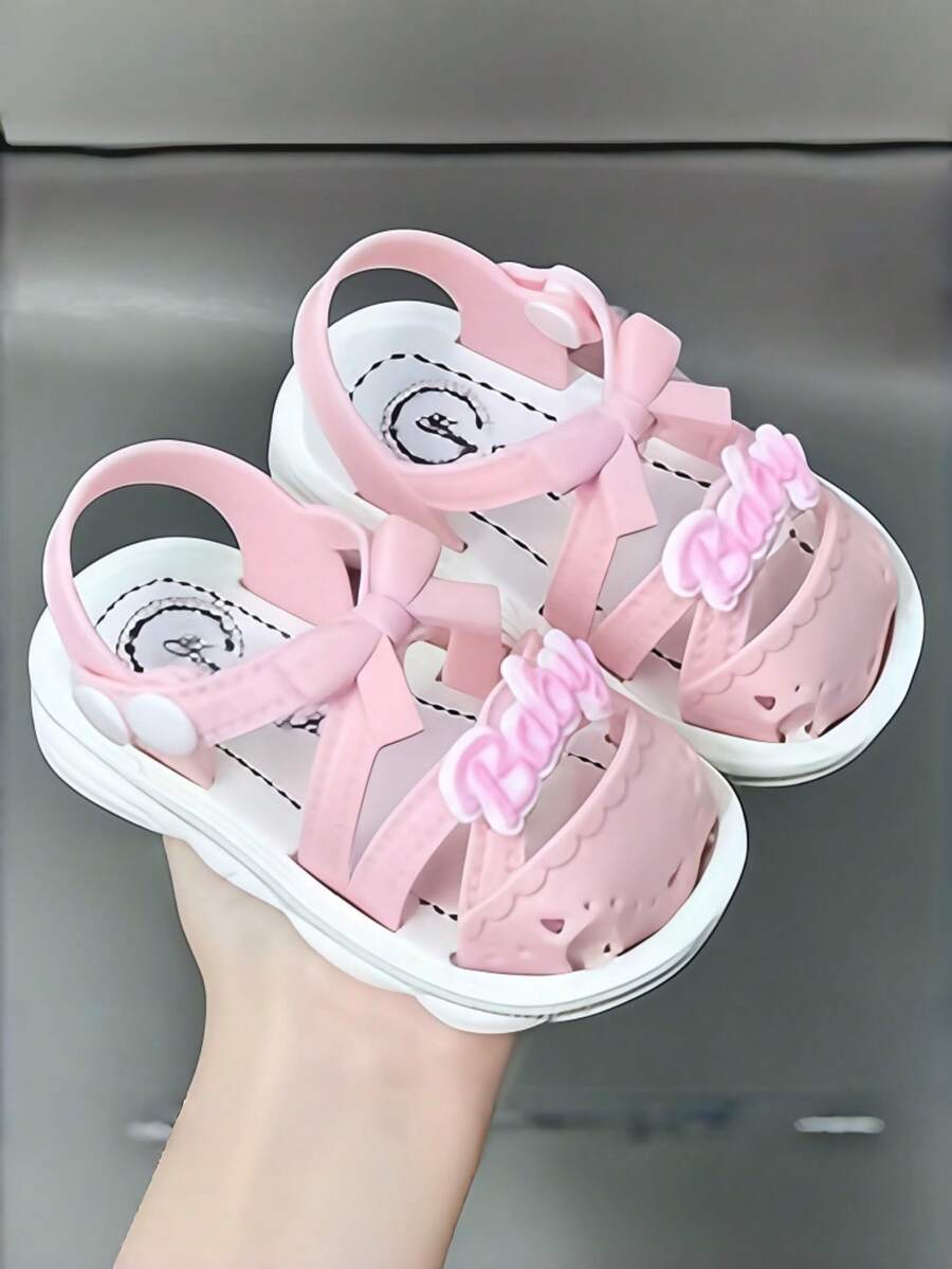 韩版珍珠心形女童凉鞋，时尚百搭的西部软底凉鞋 - 粉色 - 查看 1