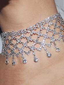 Luxury Crystal Pendant Necklace, Elegant Full Crystal Tassel Necklace, Fashionable Bridal Jewelry For Women - Multicolor - View 6