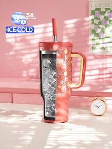 Bouteille d'eau isolée sous vide de 40 oz avec couvercle à paille, Meoky, Gourde de voyage isotherme en acier inoxydable, 100% étanche, garde le froid pendant 34 heures ou le chaud pendant 10 heures - Rouge - Voir 4