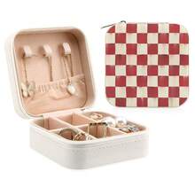 首饰盒，伴娘礼物，手绘复古棋盘格图案首饰盒，首饰盒，耳环戒指收纳盒，字母组合礼盒，首饰盒收纳盒，女士首饰盒，小型首饰盒，耳环首饰盒，项链首饰盒，婚礼回礼 - 棋盤 - 查看 9